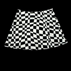 Miss Love Juniors White Black Checkerboard Skort A-Line Flare Mini Skirt Punk